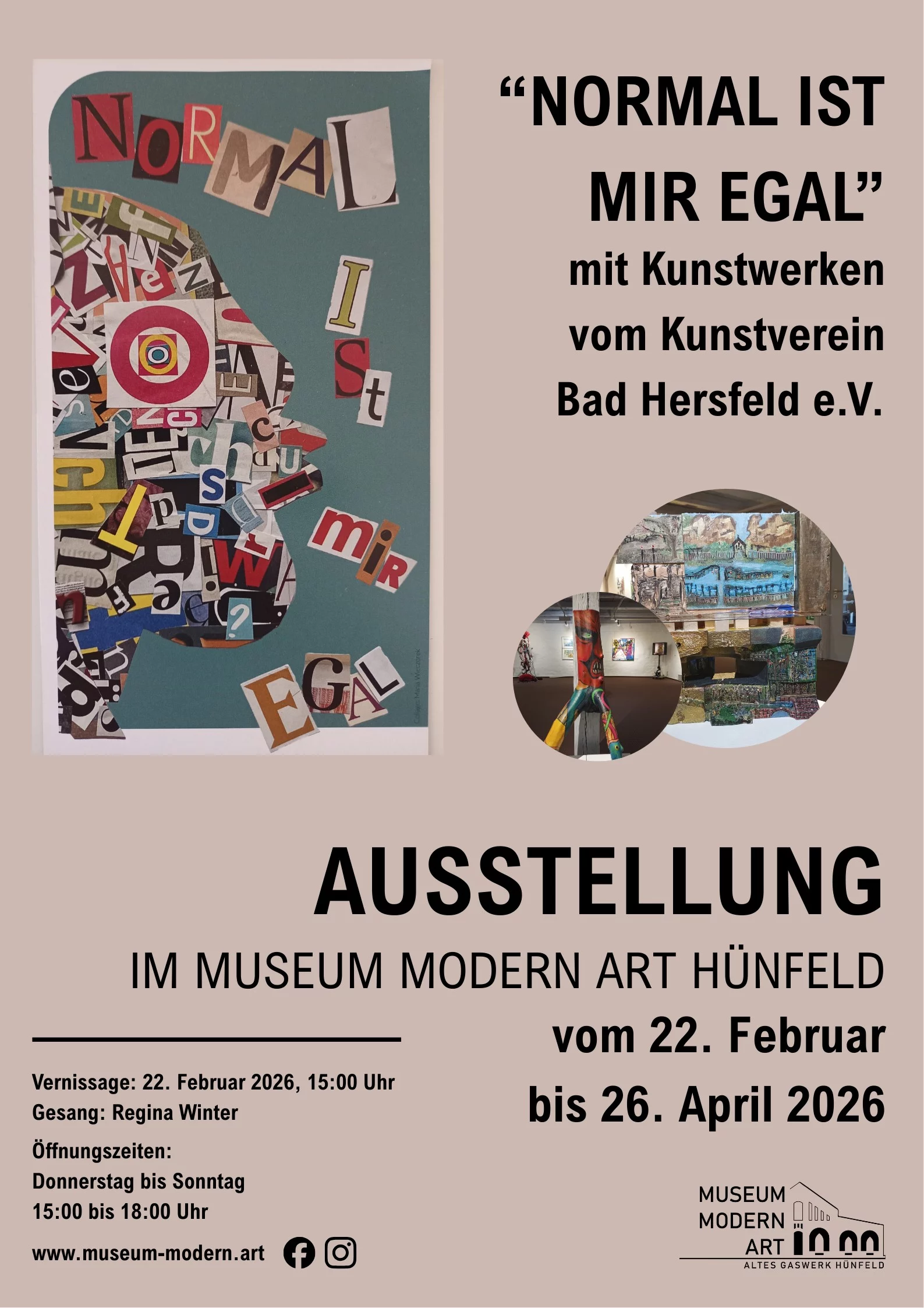 Ausstellungsplakat Normal ist mir egal im Museum Modern Art Hünfeld